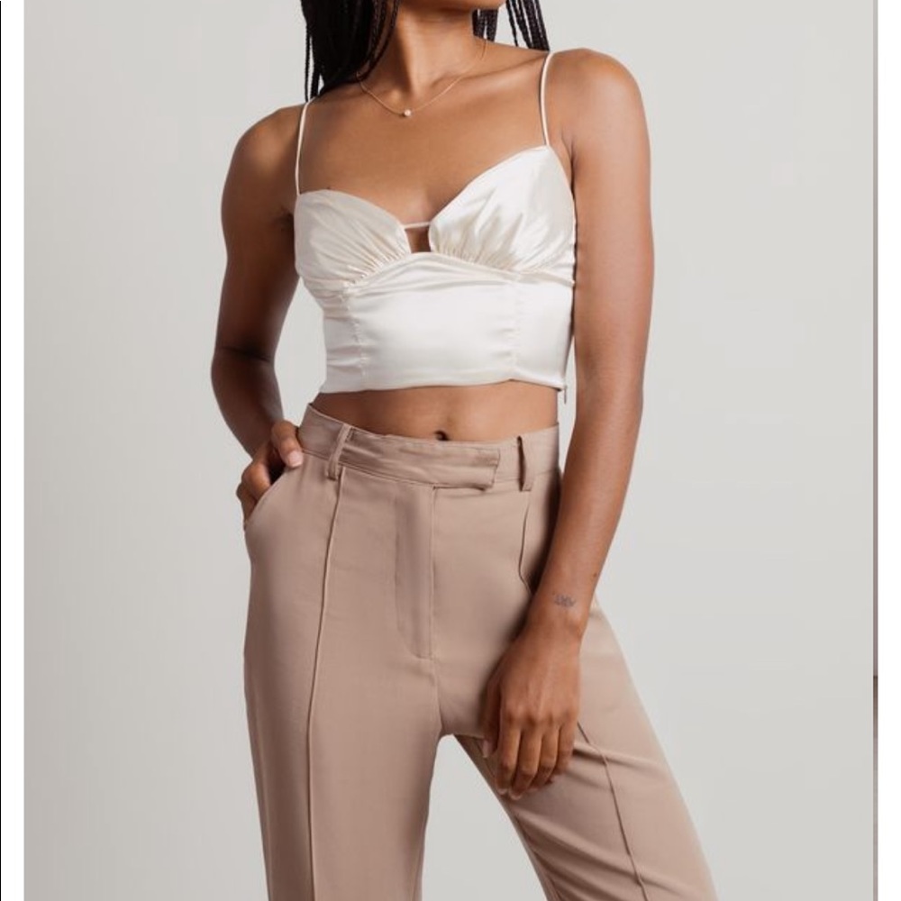 BETTER LOVE IVORY SATIN CROP TANK TOP